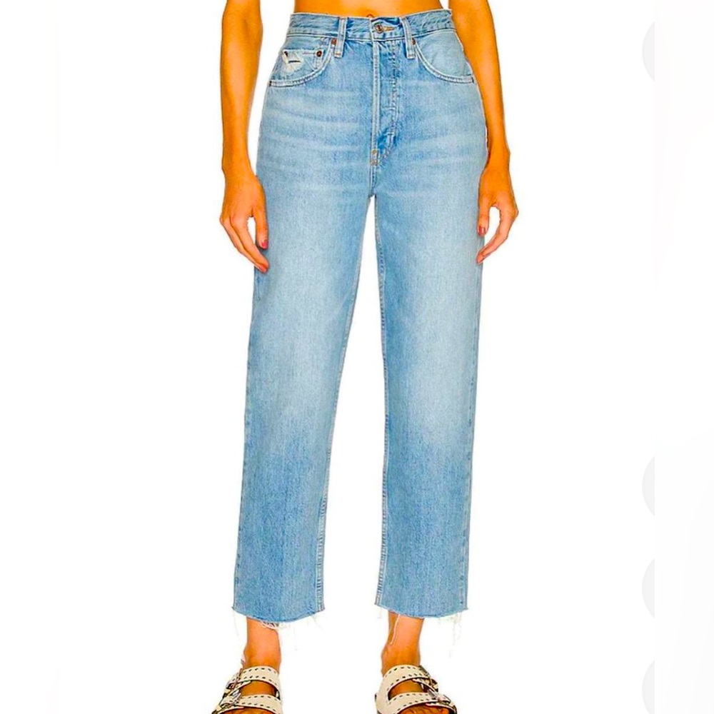 RE/DONE Originals High Rise Straight Crop Jeans in Vintage Pearl